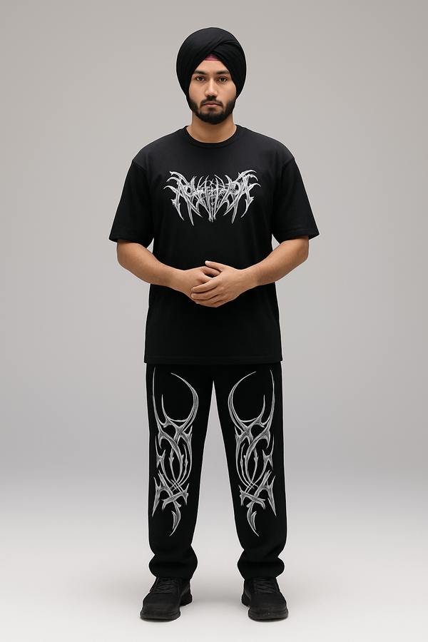 VVEJA “Inferno” Oversized Co-ord Set (Black) (100% Premium Cotton)