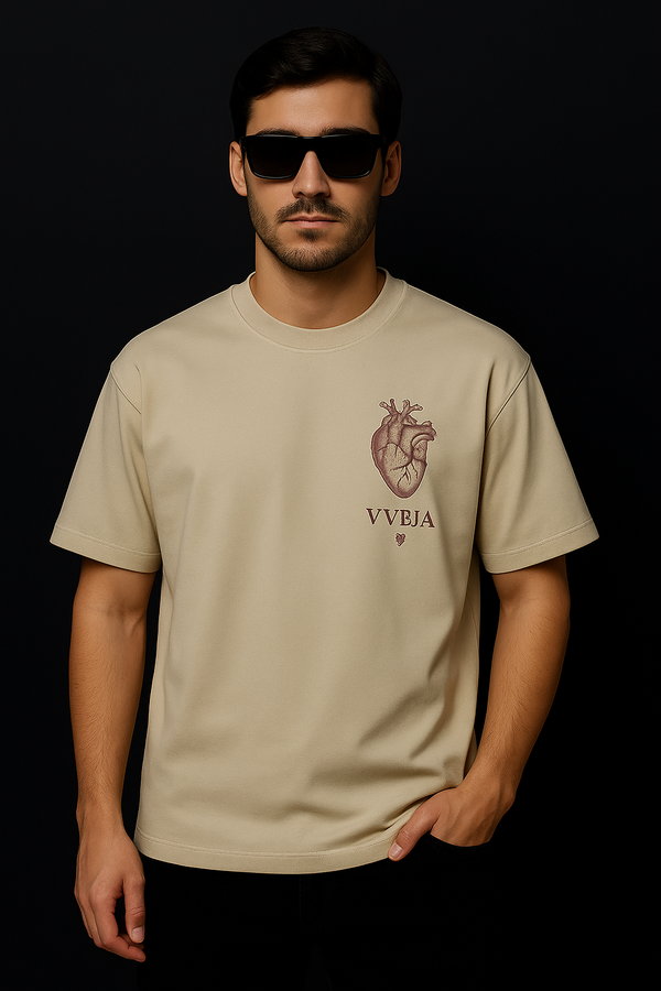 VVEJA “Heart” Oversized T-Shirt – Beige