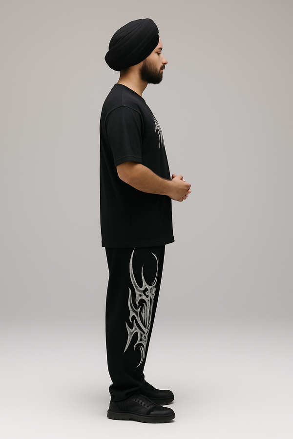 VVEJA “Inferno” Oversized Co-ord Set (Black) (100% Premium Cotton)