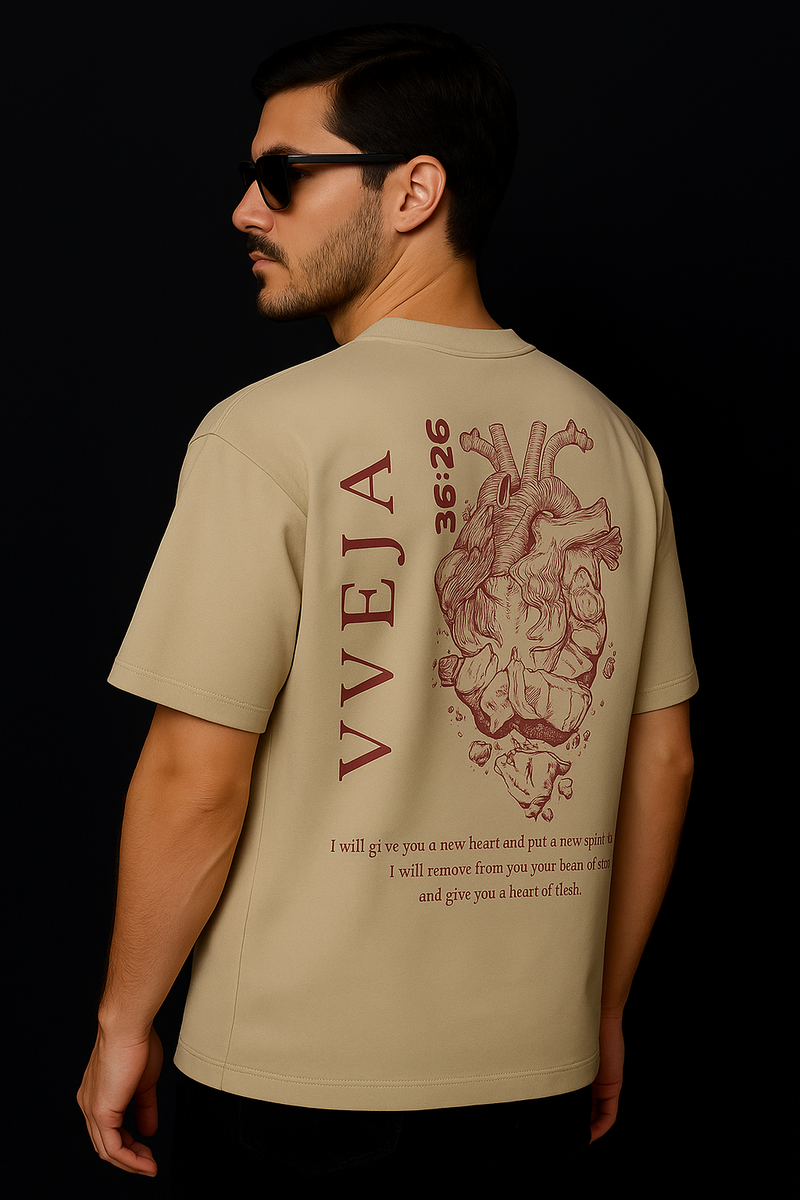 VVEJA “Heart” Oversized T-Shirt – Beige