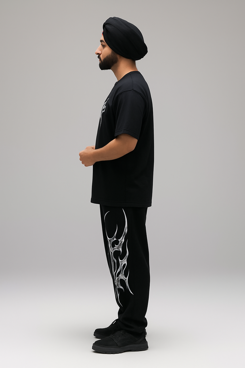 VVEJA “Inferno” Oversized Co-ord Set (Black) (100% Premium Cotton)